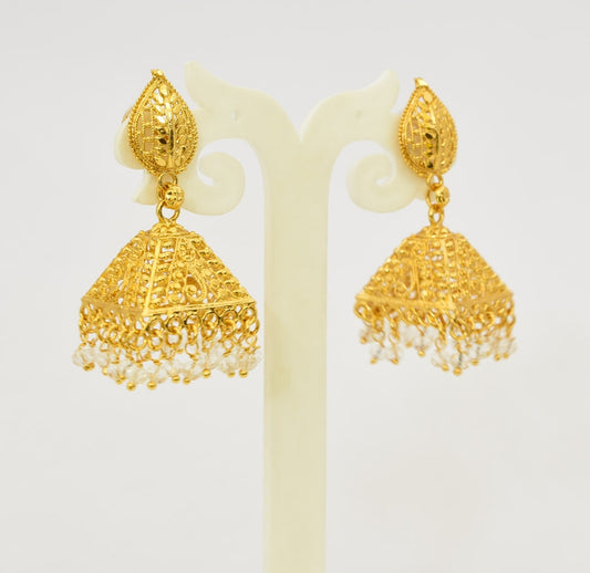 White Crystal Naya Jhumka - T08720