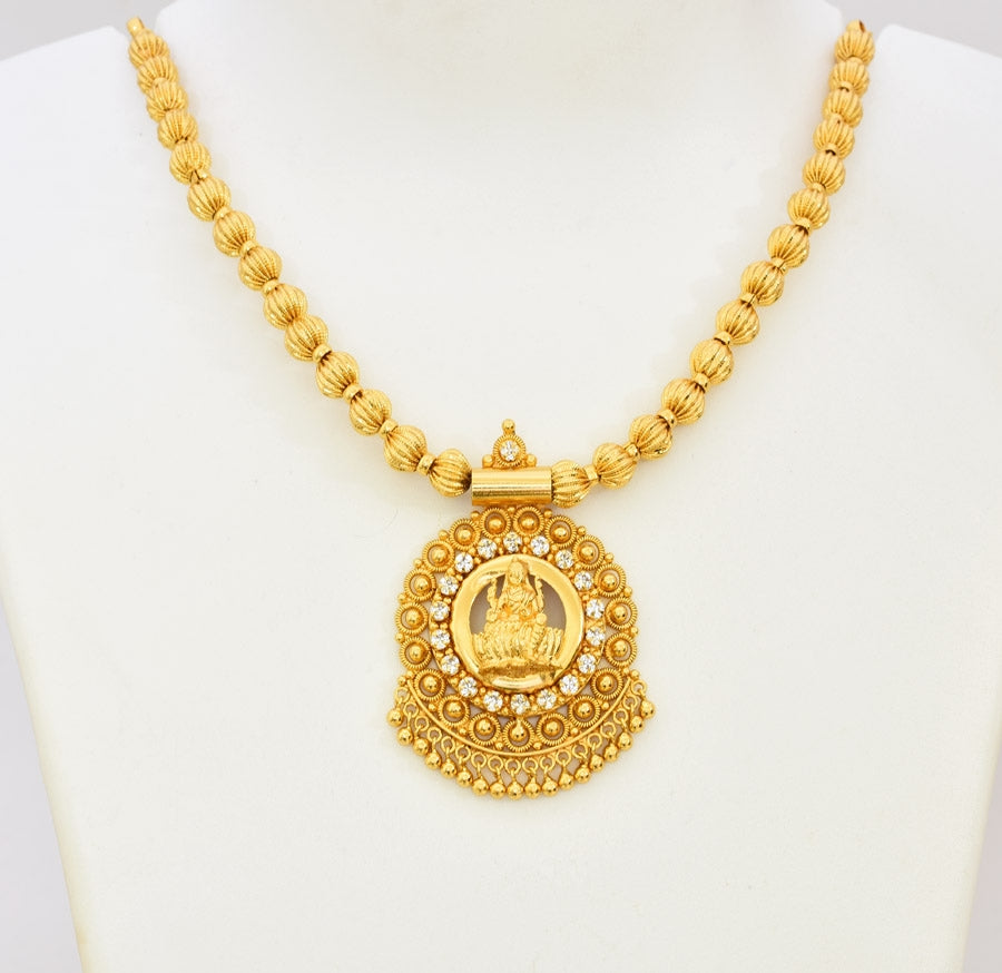 White Lakshmi Round Bead Necklace - T04585