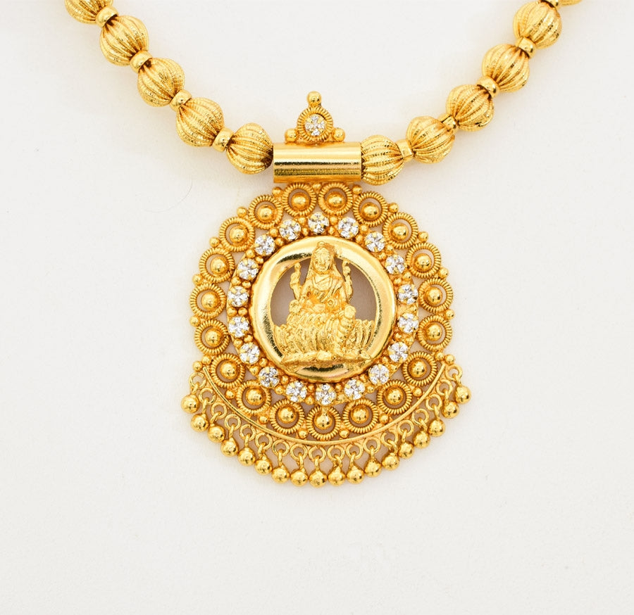 White Lakshmi Round Bead Necklace - T04585