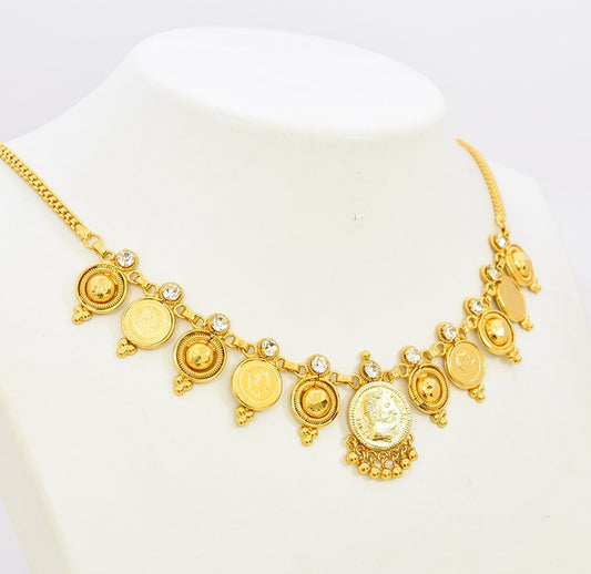 White Cascade Coin Short Necklace - S10414