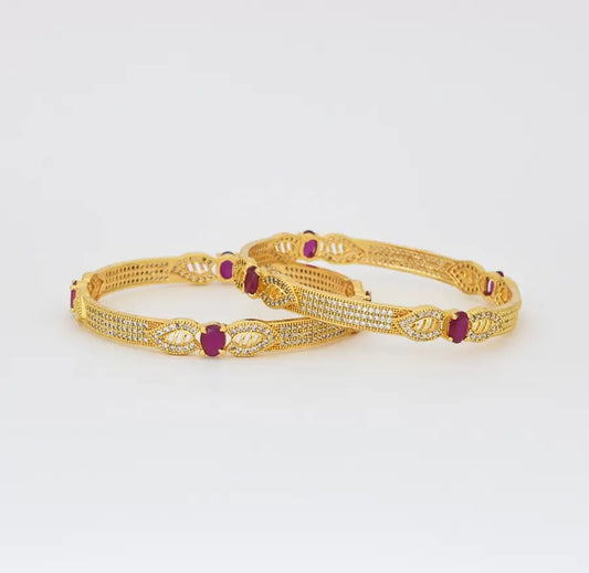 White Magenta Hazel Two Bangles - X082002