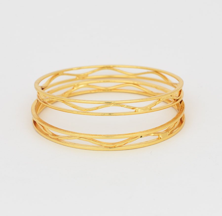 Wavy Framed Two Bangles - U061133