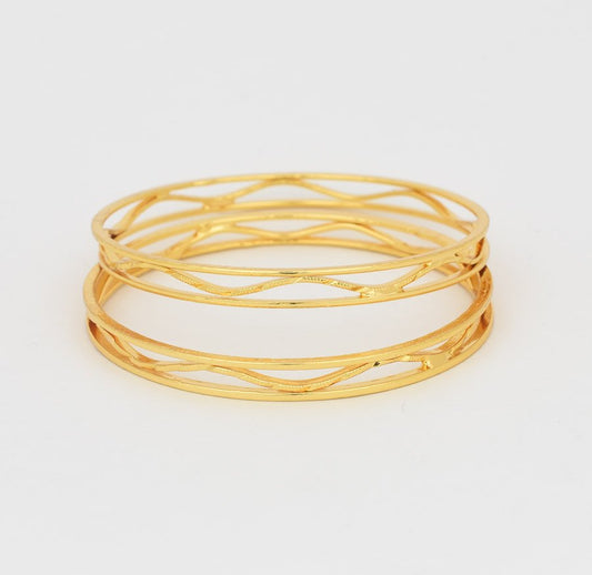 Wavy Framed Two Bangles - U061133