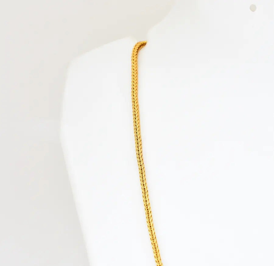 Real 10K Yellow Gold 5mm Wheat Palm Franco Spiga Chain Necklace 18