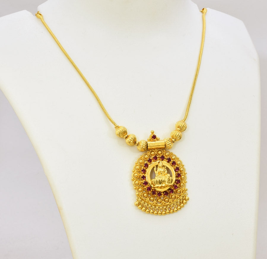 Magenta Lakshmi Round Bead Necklace - T021