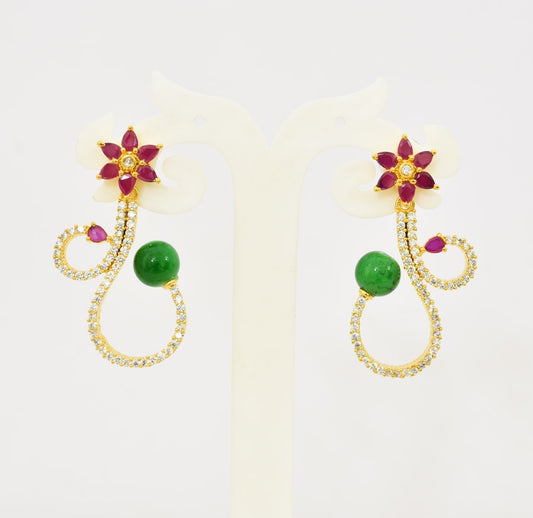 White Magenta Green Bloom Dangler - T06637