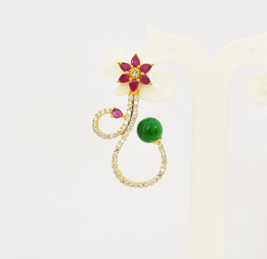 White Magenta Green Bloom Dangler - T06637