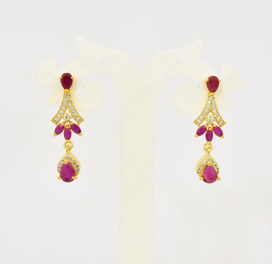 White Magenta Samaira Danglers - T06638