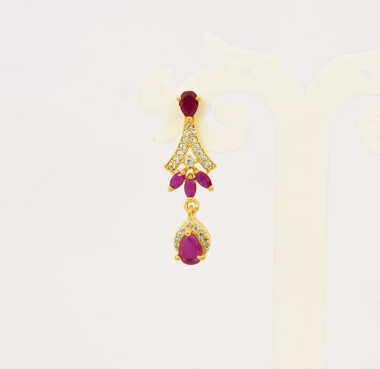 White Magenta Samaira Danglers - T06638